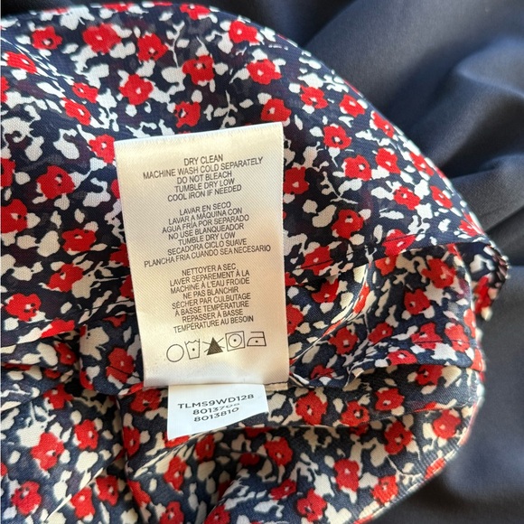 Tahari ASL Navy and Red Floral Side Neck Bow Shift Dress 2 - Picture 9 of 16